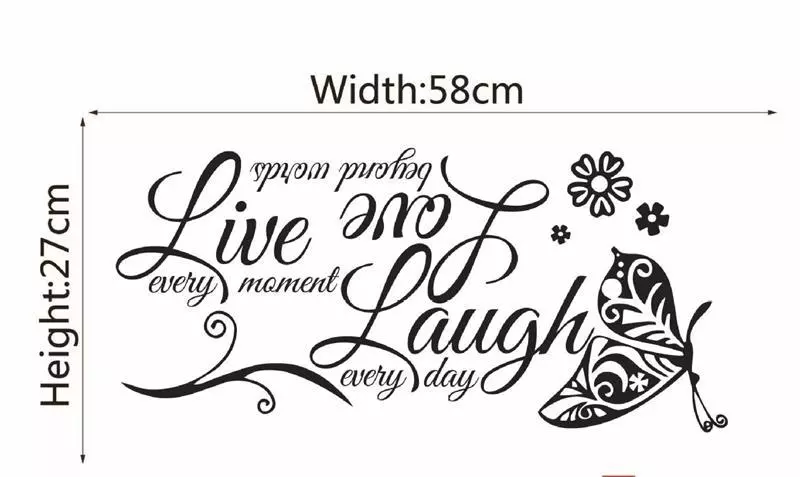Live Laugh Love Wall Decal Inspirational Positive Energy Quotes Wall Stickers Removable Peel and Stick Vinyl Wall Decor Art for Living Room Bedroom Office Classroom Apartment Decoration
