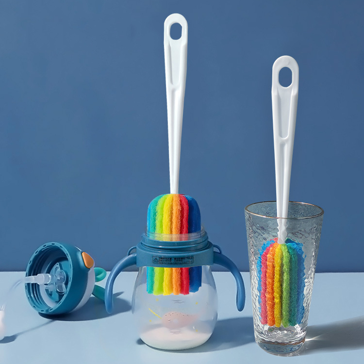 Soft Hanging Sponge Cleaning Brush Cleaner with Long Handle Cup Feeding Bottle Scrubber Washing Brushes for Coffee Glasses Pot Milk Cup Mugs Wine bottle Baby Bottles