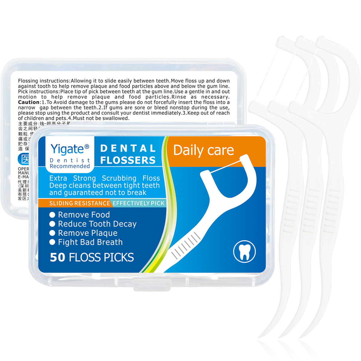  Tooth Cleaner floss pick Dental Floss Picks 50PCS High Toughness Professional Toothpicks Sticks with Portable Case and Dental Picks Perfect for Family,Hotel,Travel