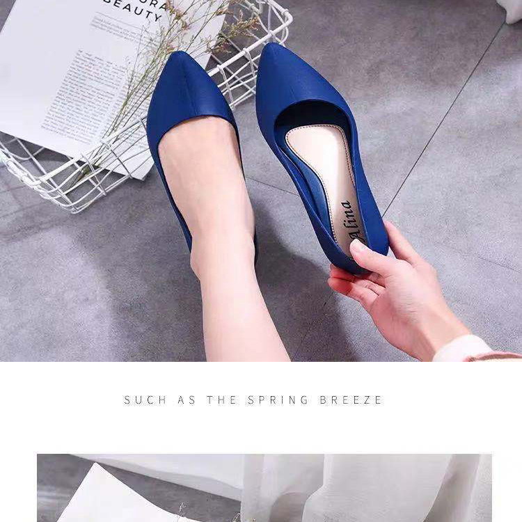 Pointed Single Shoes Wedge Heel Ladies Shoes Casual Work Peas Shoes Wear-resistant Women's Shoes