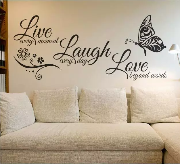 Live Laugh Love Wall Decal Inspirational Positive Energy Quotes Wall Stickers Removable Peel and Stick Vinyl Wall Decor Art for Living Room Bedroom Office Classroom Apartment Decoration