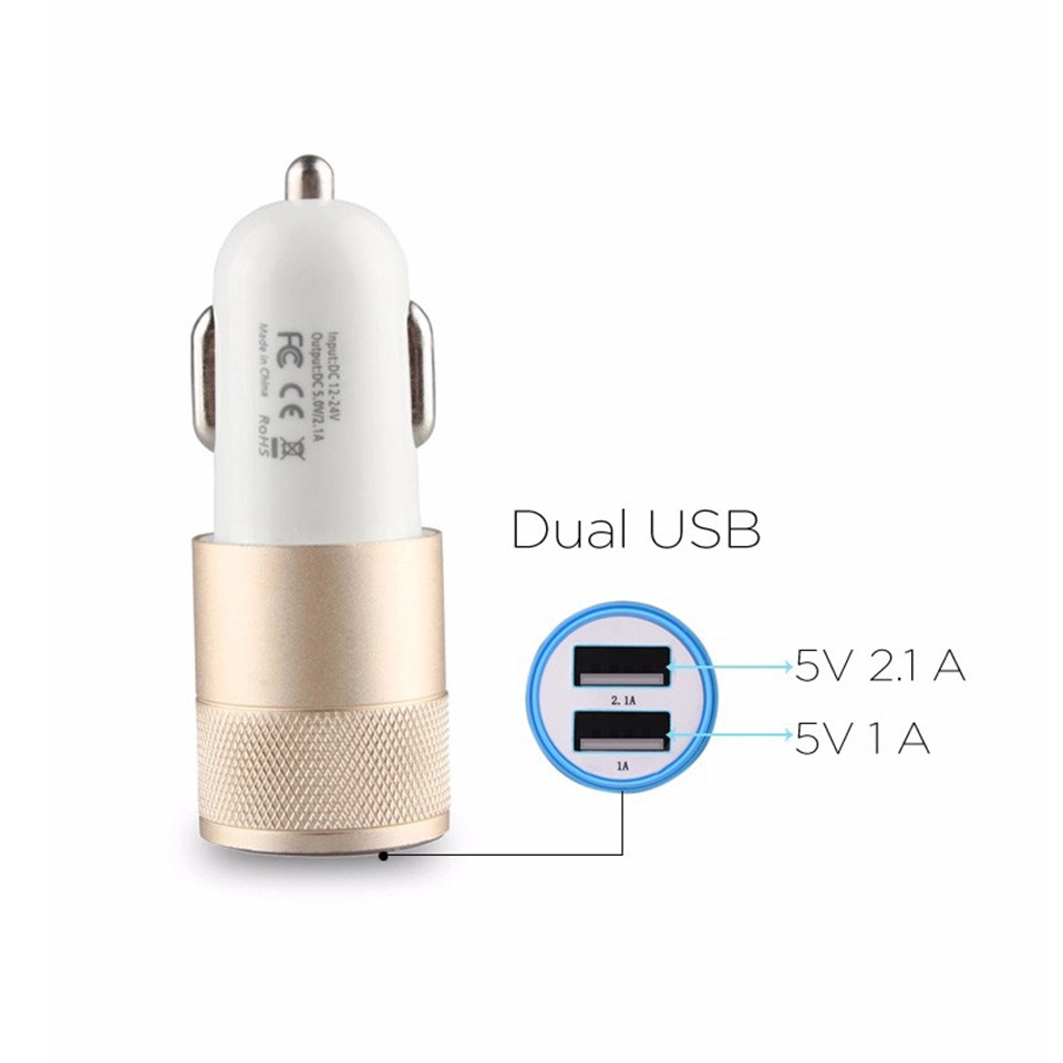 Small Steel Gun 2A Dual USB Car Charger Aluminum Metal Dual-Port Car Charger For Xiaomi Samsung Iphone Huawei