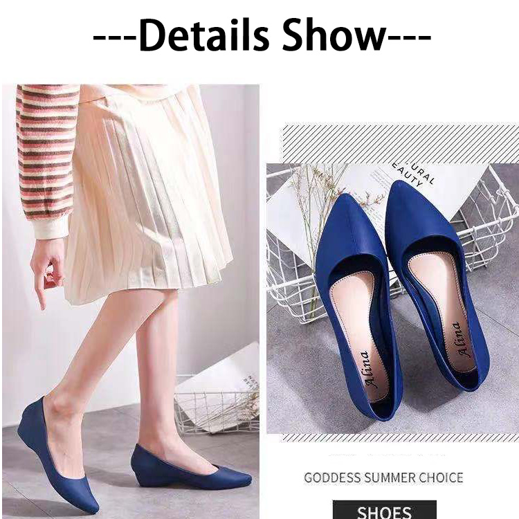 Pointed Single Shoes Wedge Heel Ladies Shoes Casual Work Peas Shoes Wear-resistant Women's Shoes
