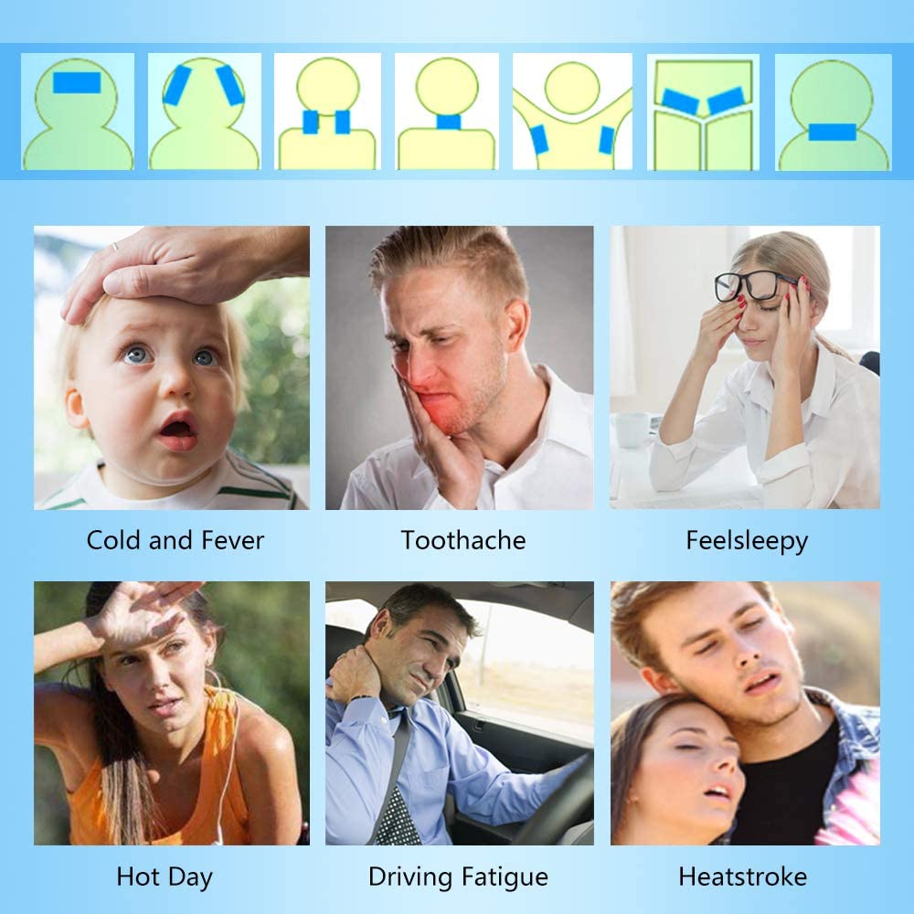 1pc/Pack&nbsp;INSTANT SUMMER COOLING Patches, Kids &amp; Adults Fever Discomfort &amp; Pain Relief, Cooling Relief Fever Reducer, Soothe Headache Pain, Repel Mosquito &amp; Insects&nbsp;