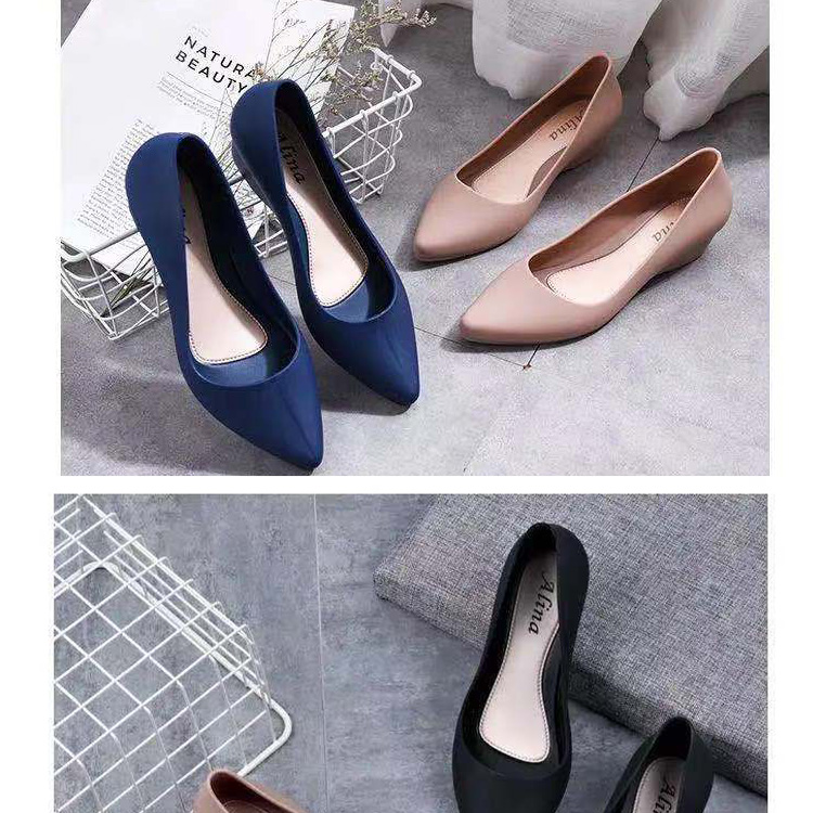 Pointed Single Shoes Wedge Heel Ladies Shoes Casual Work Peas Shoes Wear-resistant Women's Shoes