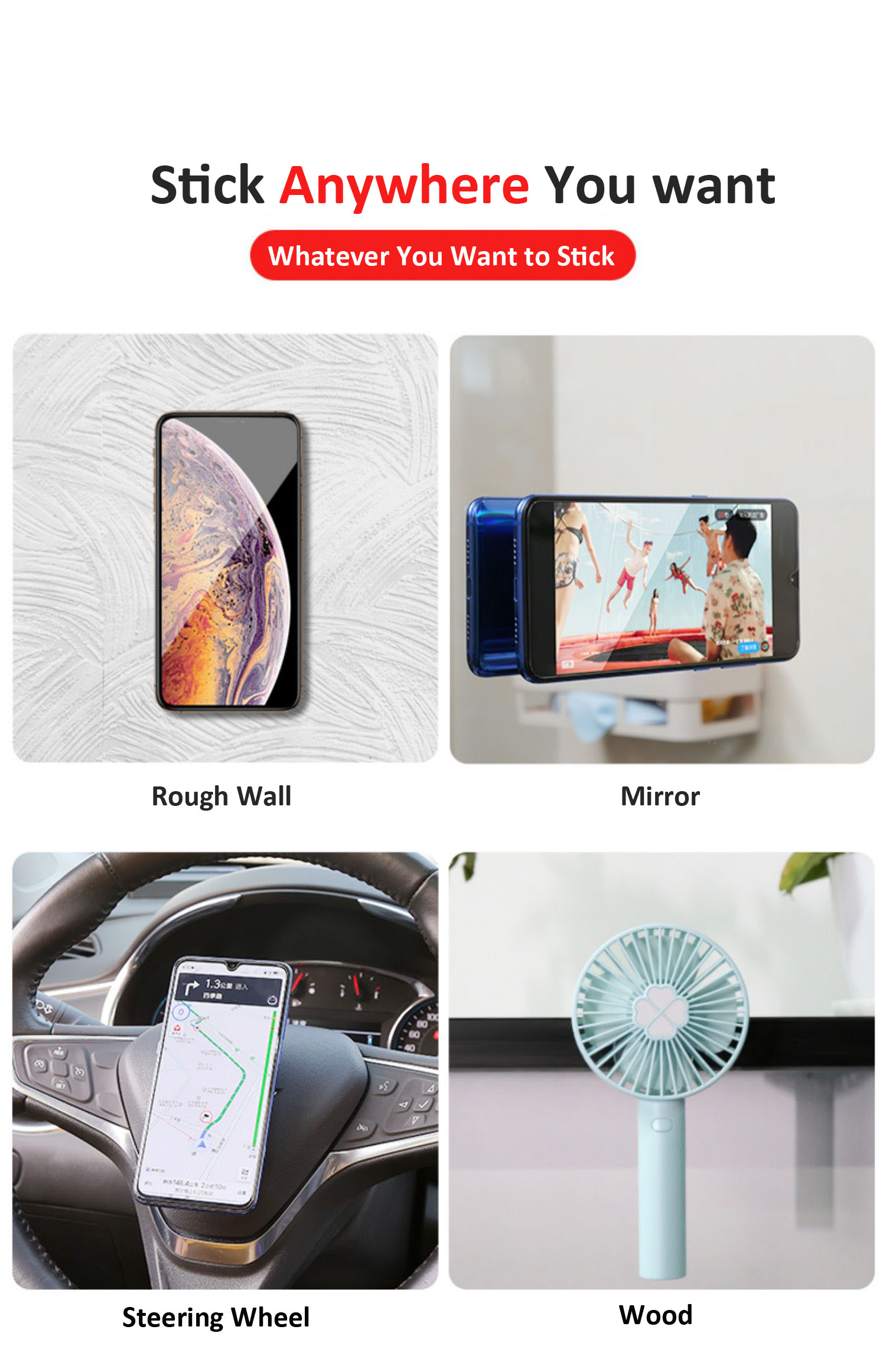 Nano Magic Sticky Gel Pads, Universal Car Phone Holder, Strong Viscosity, Durable Washable Reuse, Suitable for car Dashboard, Phone, Stick Anywhere &amp; Easy Remove
