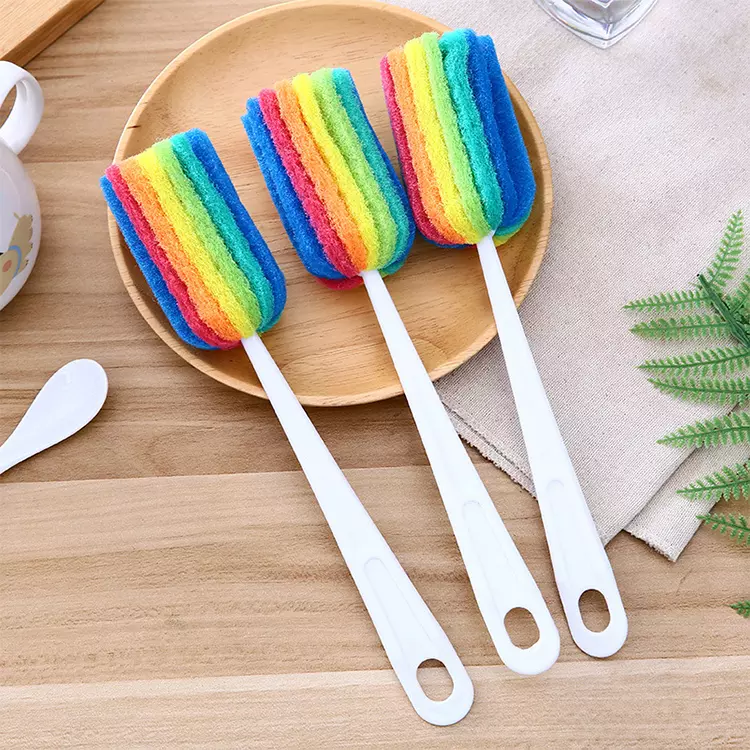 Soft Hanging Sponge Cleaning Brush Cleaner with Long Handle Cup Feeding Bottle Scrubber Washing Brushes for Coffee Glasses Pot Milk Cup Mugs Wine bottle Baby Bottles