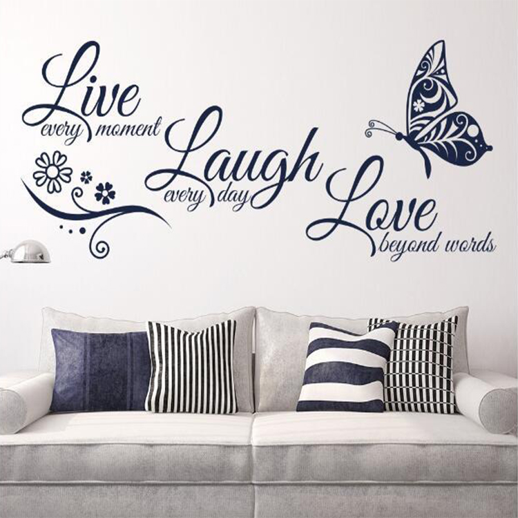 Live Laugh Love Wall Decal Inspirational Positive Energy Quotes Wall Stickers Removable Peel and Stick Vinyl Wall Decor Art for Living Room Bedroom Office Classroom Apartment Decoration