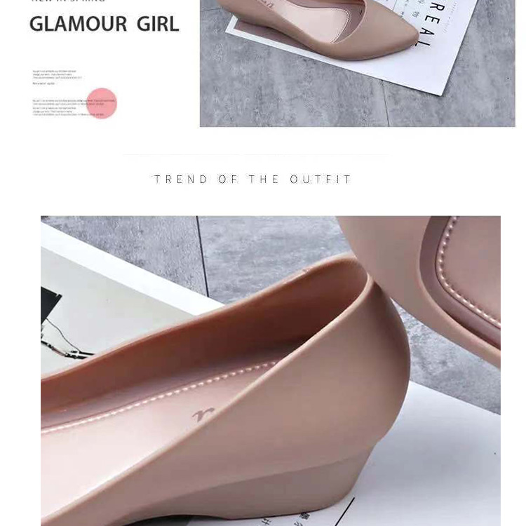 Pointed Single Shoes Wedge Heel Ladies Shoes Casual Work Peas Shoes Wear-resistant Women's Shoes