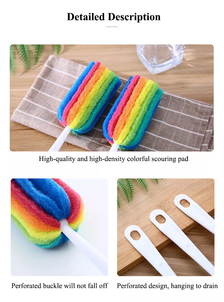 Soft Hanging Sponge Cleaning Brush Cleaner with Long Handle Cup Feeding Bottle Scrubber Washing Brushes for Coffee Glasses Pot Milk Cup Mugs Wine bottle Baby Bottles