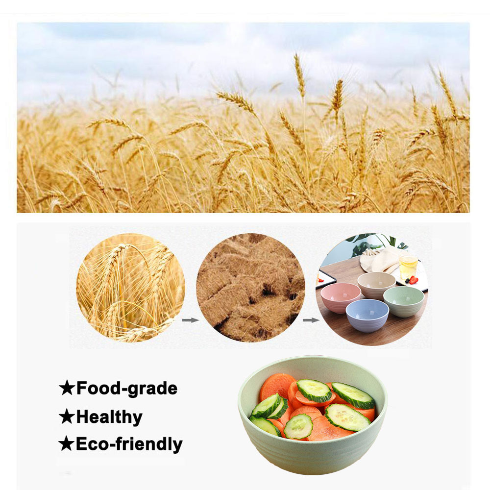 4 Pcs Wheat Straw Bowls, Lightweight Unbreakable Salad Soup Noodle Rice Tableware Container for Kids Children Toddler Adult and Seniors, Dishwasher and Microwave Safe