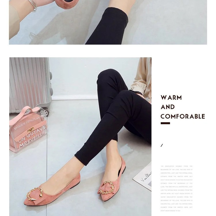 Spring and Summer New Women's Shoes Flat-bottomed Pointed Toe Korean Casual Single Shoes Round Buckle Women's Foot Lazy Shoes Working Shoes