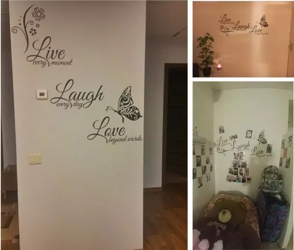 Live Laugh Love Wall Decal Inspirational Positive Energy Quotes Wall Stickers Removable Peel and Stick Vinyl Wall Decor Art for Living Room Bedroom Office Classroom Apartment Decoration