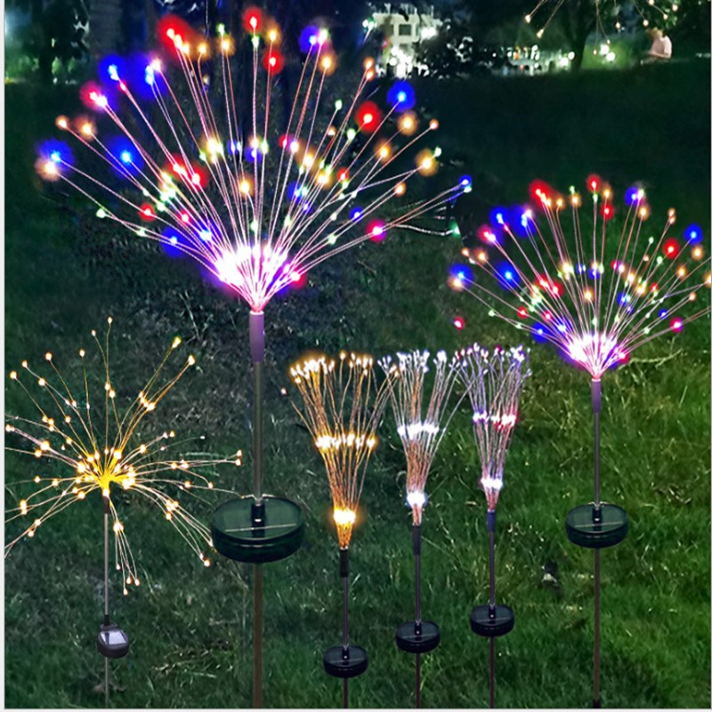 AUNONT Solar Energy Copper Wire Fireworks Lamp Dandelion Lamp String Outdoor Waterproof Courtyard Decoration Lawn Lamp