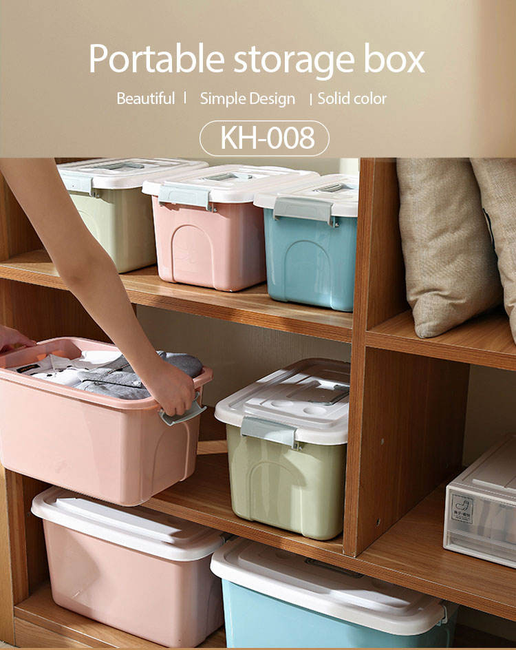 Large Capacity Plastic Storage Box, Multipurpose Stackable Storage Bin with White Latching Lid and Handle Clothes Storage Containers