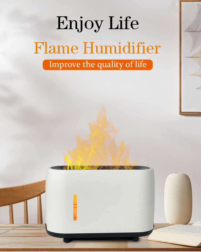240ml Flame Humidifier Essential Oil Aroma Diffuser with Remote Control RGB Color Lighting Simulate Fire Effect