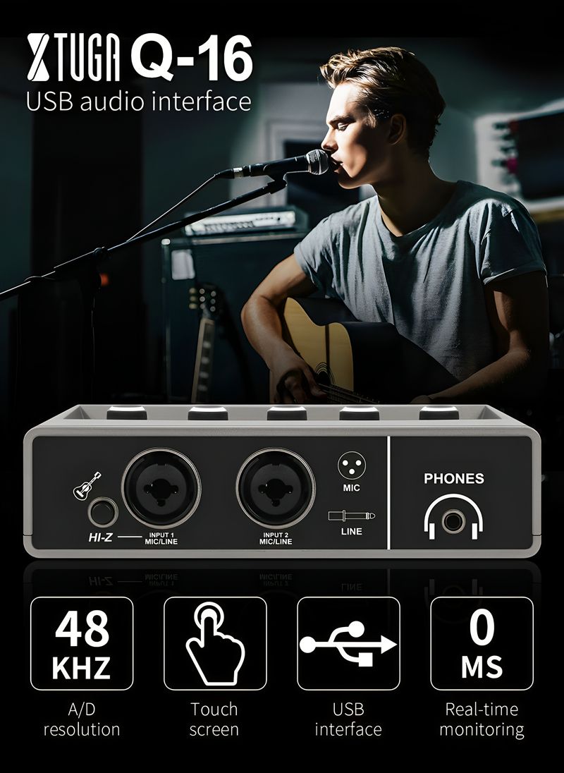 Mondel Trading XTUGA Professional sound card high quality recording studio audio interface small computer live broadcast sound card mixer Q16