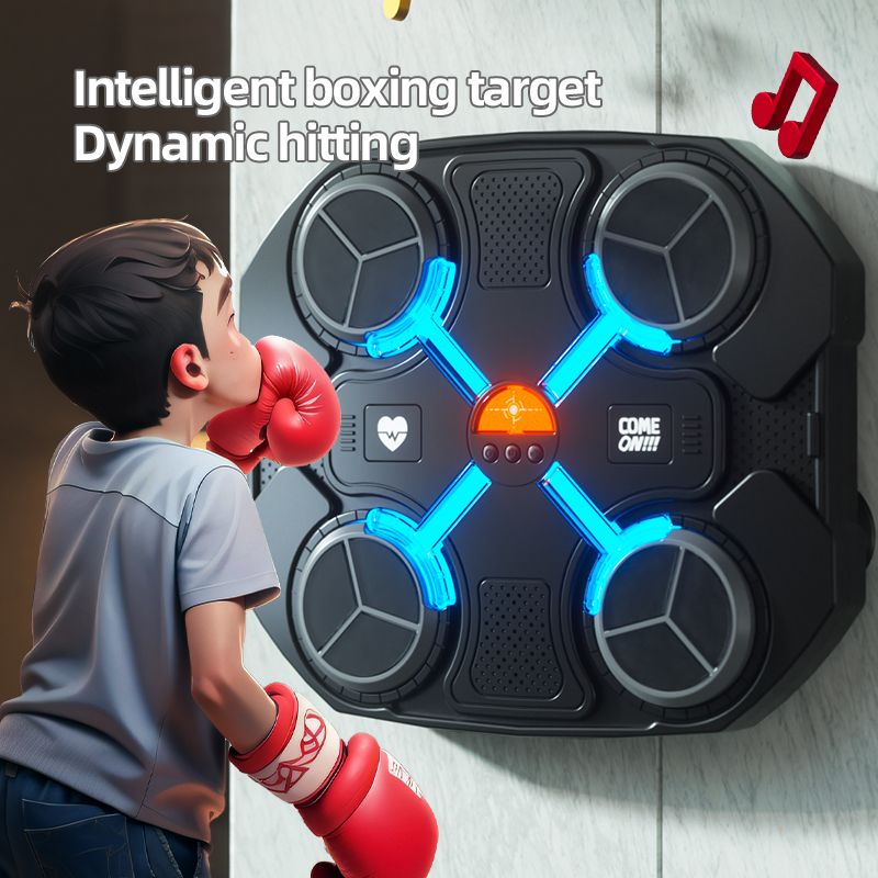 Intelligent music boxing target dynamic hitting/ /Cool rhythm lightn effect double sensory pleasure/Firmly stick to the wall double fixation/Adjust speed/High elastic spongy mat, playing safe and not hurt hands/