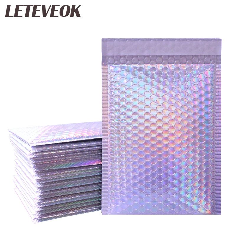 10Pcs/Lot Bubble Mailers Aluminized Bags Laser Envelope Self Seal Postal Gift Packaging Bags Book Shipping Package Colorful Bags