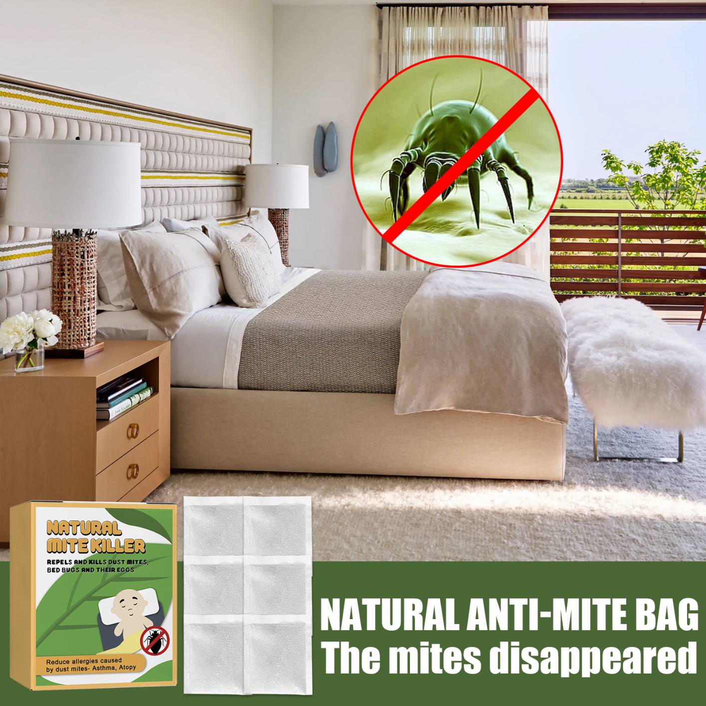 6pcs Natural Herbal Mite Removal Sachet Bag, Non Toxic Natural Repellent for Home, Long Lasting Protection for Sofa, Bed