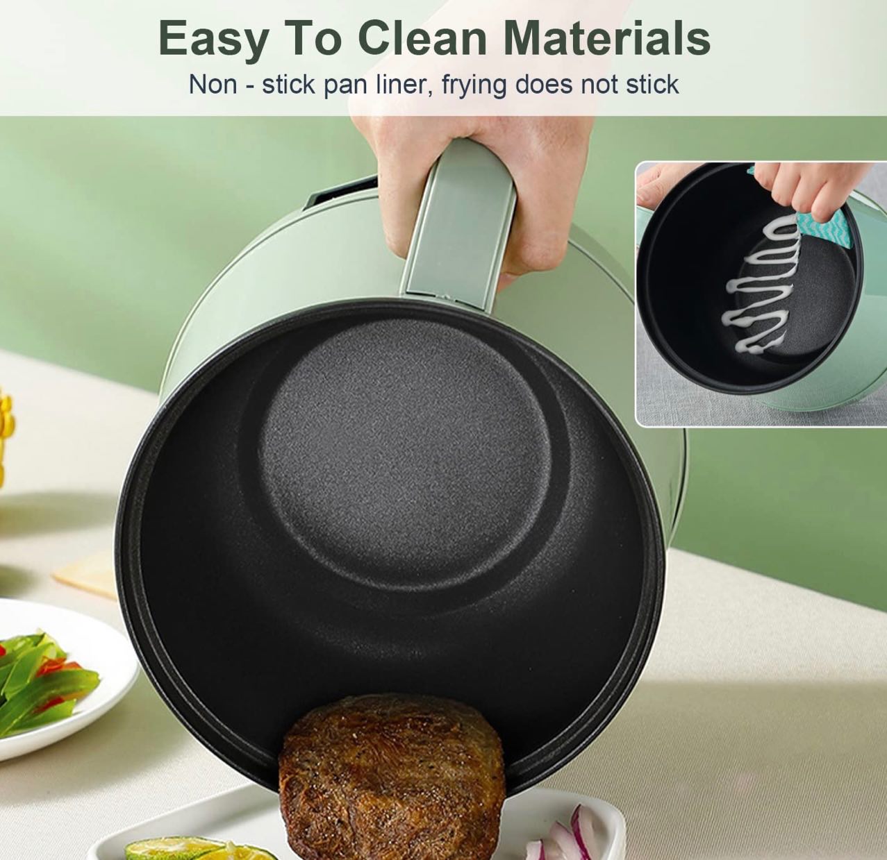 Electric Hot Pot,1.8L Household Rapid Noodles Cooker, Electric Cooker,Multifunctional Cooking Pot，Frying Pan,Mini Steamer,Non-Stick Casserole，Mini Multi-Cooker for Pasta Noodles, Soup, Boiled Eggs, Vegetables, Meat 