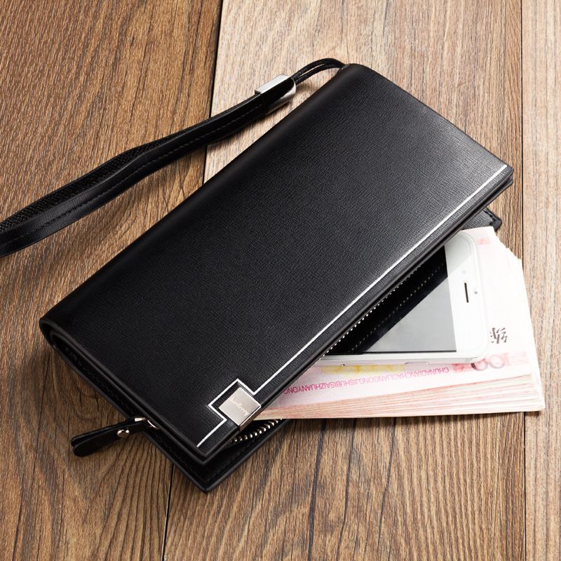 S6545 Men's New Multifunctional Long Wallet Solid Color Zipper Wallet
