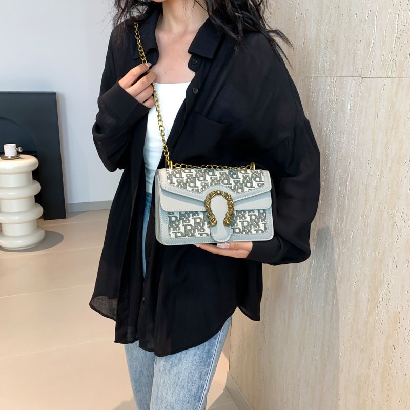 Women's bag 2024 new simple fashion vintage print single shoulder crossbody chain bag network red texture Dionysian bag DH006