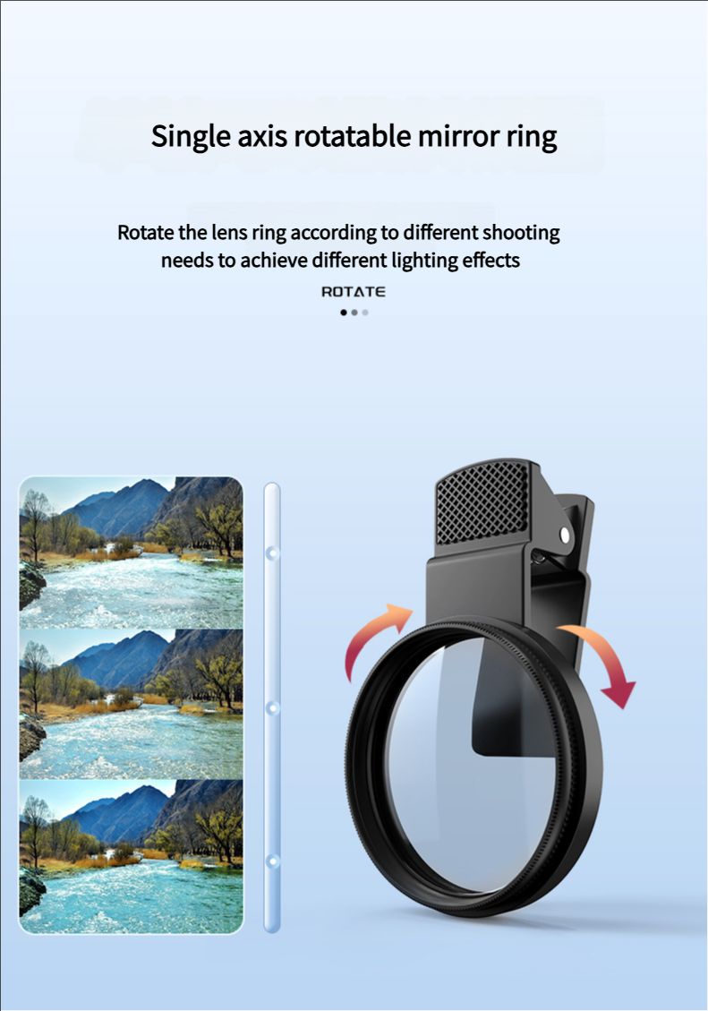 52mm Mobile Phone Photography Polarizing Filter (CPL) Clip - on, a Magic Tool for Eliminating Reflections and Providing High - Definition Filtering
