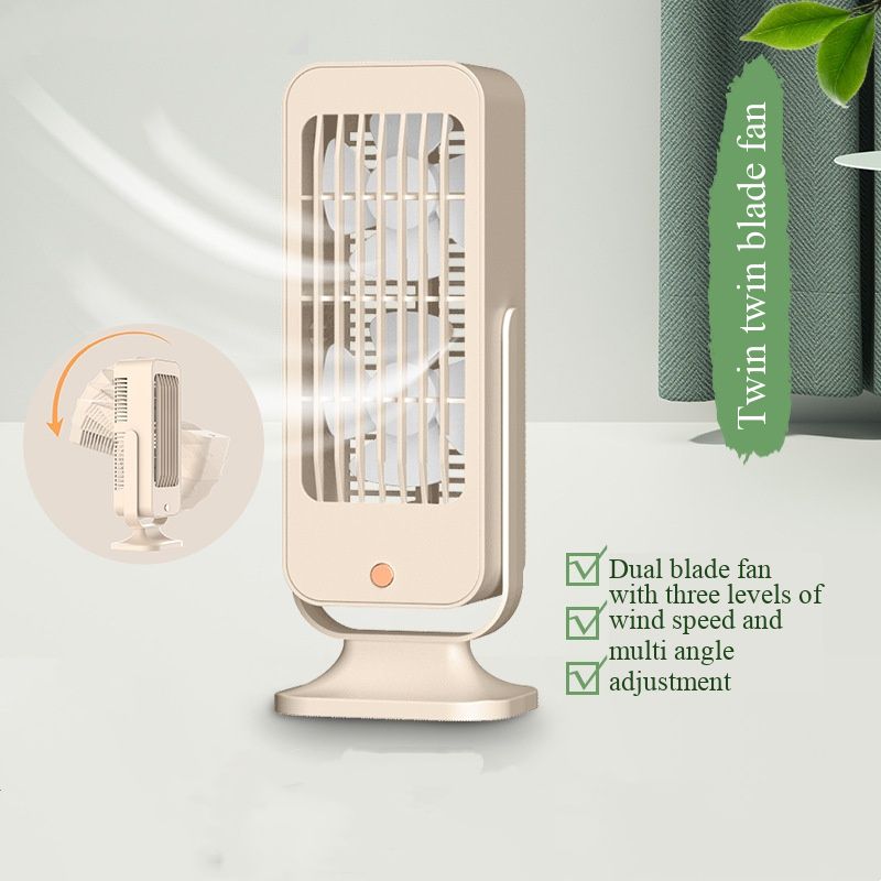- Dual Fan Blade USB Fan - High Air Volume Rechargeable, Household Desktop Table Fan, Quiet Portable, Suitable for Dormitory Home Office Use