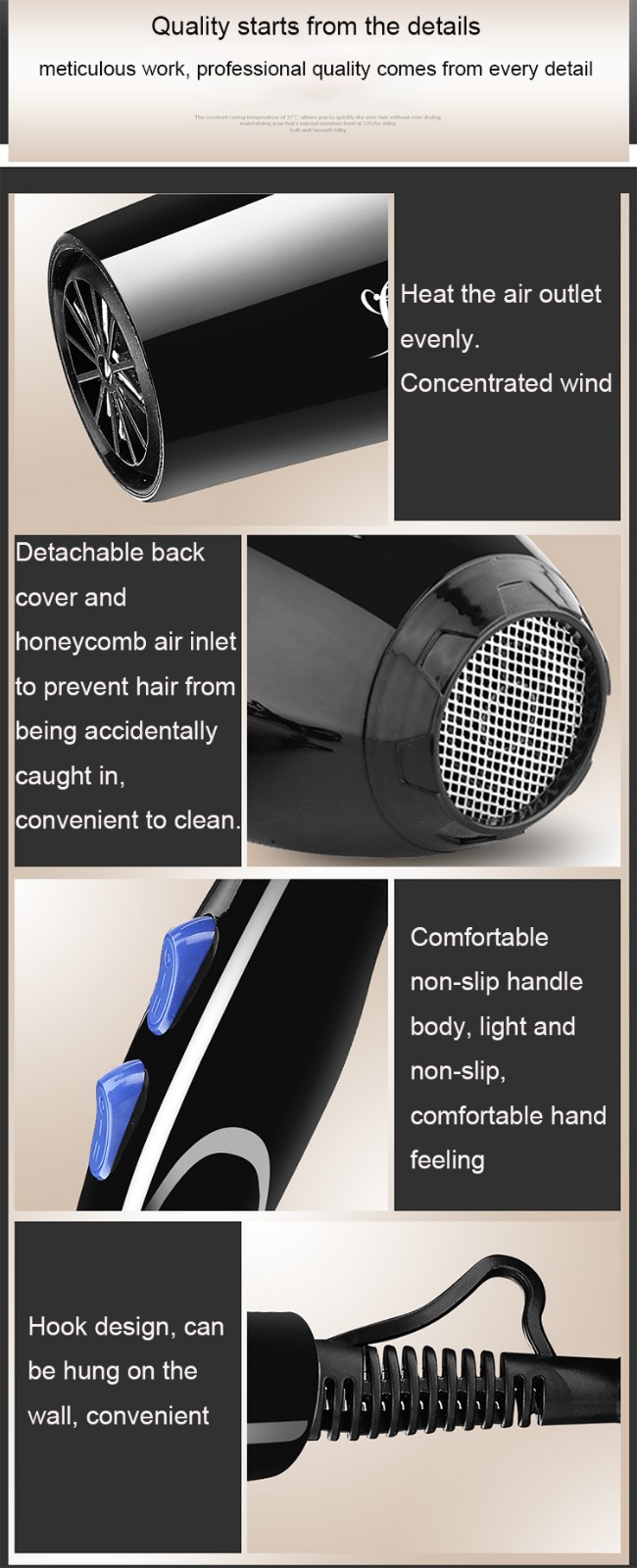 High-power Hair Dryers Professional  Hair Dryer  Household Blow Hairdryer Hot and Cold Wind UK Plug Styling Tools