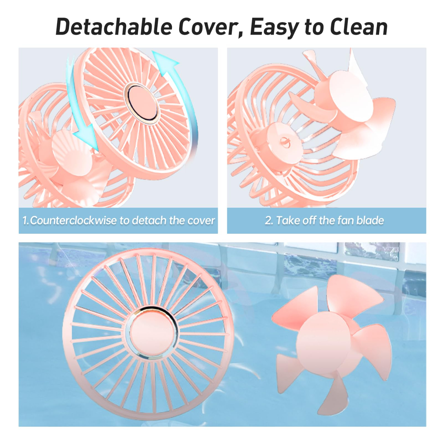 T14 Portable Handheld Fan, USB Rechargeable Foldable Fan, Personal 5 Speed Powerful Small Desk, 90 Foldable Fan with Base, 3 in 1 Hand Travel Fan with Digital Display for Commute, Office, Pink
