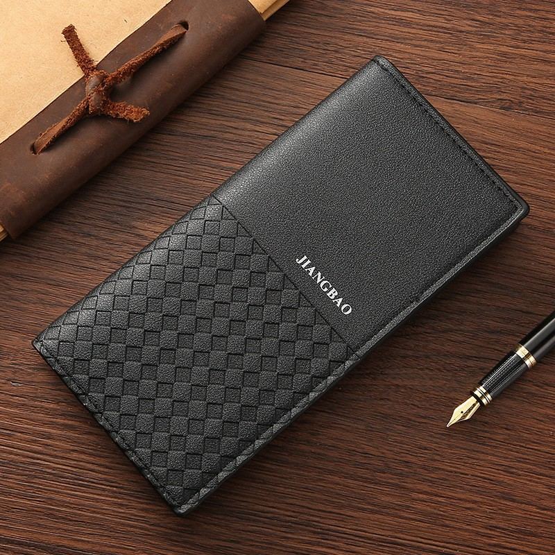Long Wallet for Men with 13 Card Slots and Cash Coin Compartment,Large Capacity Woven Checkered Fashionable Casual Lightweight and Durable Wallet Korean Design Three Page Wallet Cash Credit Card Holder Coin Pocket Photo Folder