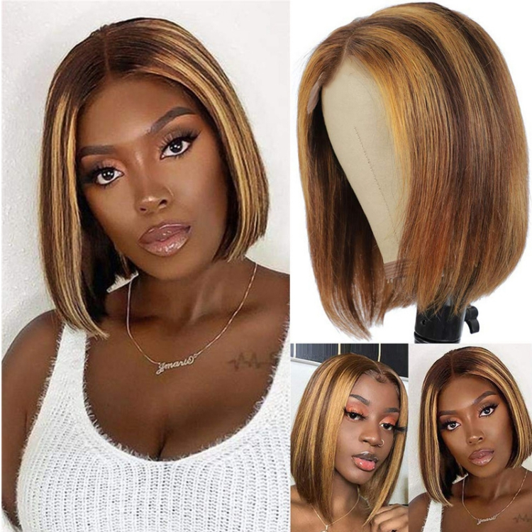 Wigs BOBO Mid split short straight hair wig headgear female beauty care hair dressing gold wig CRRSHOP women new fashion trend wig holiday gifts free shipping