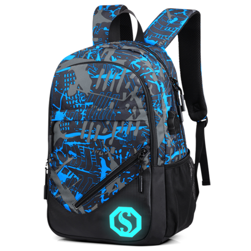 B246 Men's Women's Casual Travel Large Capacity Graffiti Oxford Cloth Material Breathable Wear Resistant Water Repellent Backpack
