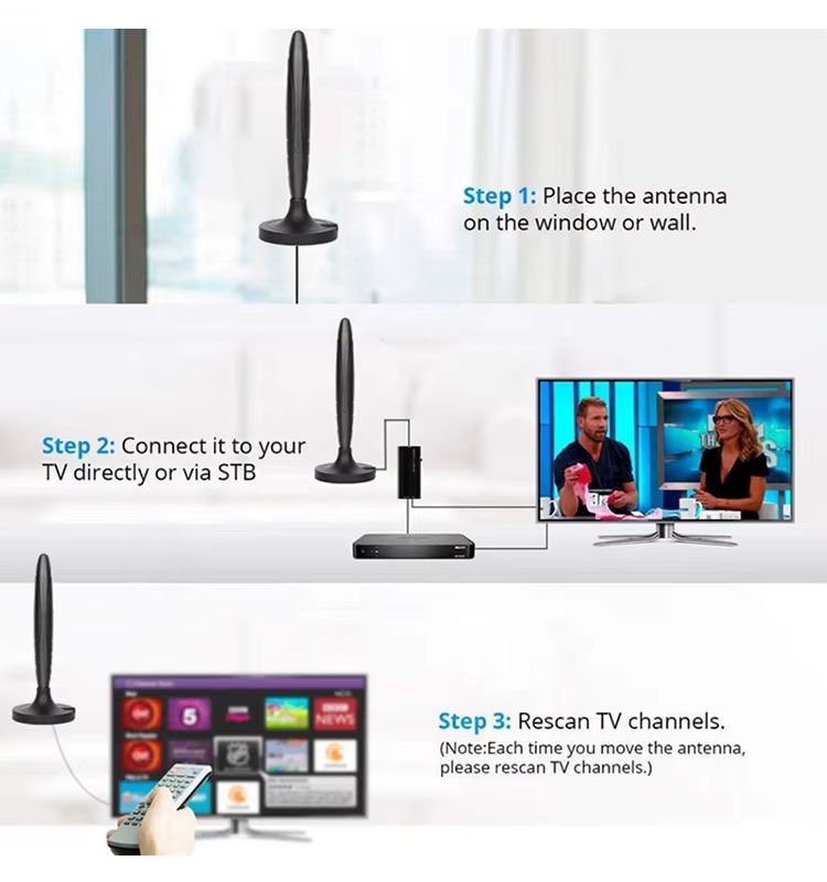 AUNONT New non-magnetic vertical high-definition digital TV antenna for indoor and outdoor use ground wave HDTV antenna