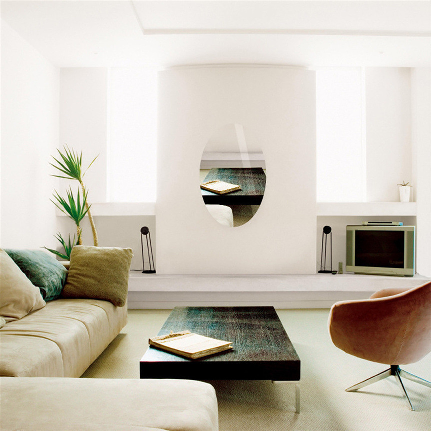 Oval Removable Acrylic Mirror Setting Wall Sticker Decal for Home Living Room Bedroom Bathroom Decor