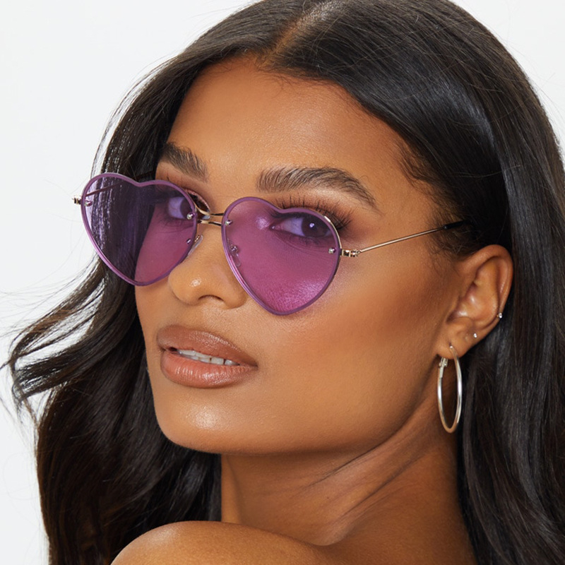 1570 Love Women's Sunglasses Rimless Trend Ocean Color Sunglasses Metal Party Gradient Women's Sunglasses Summer Beach Sunglasses