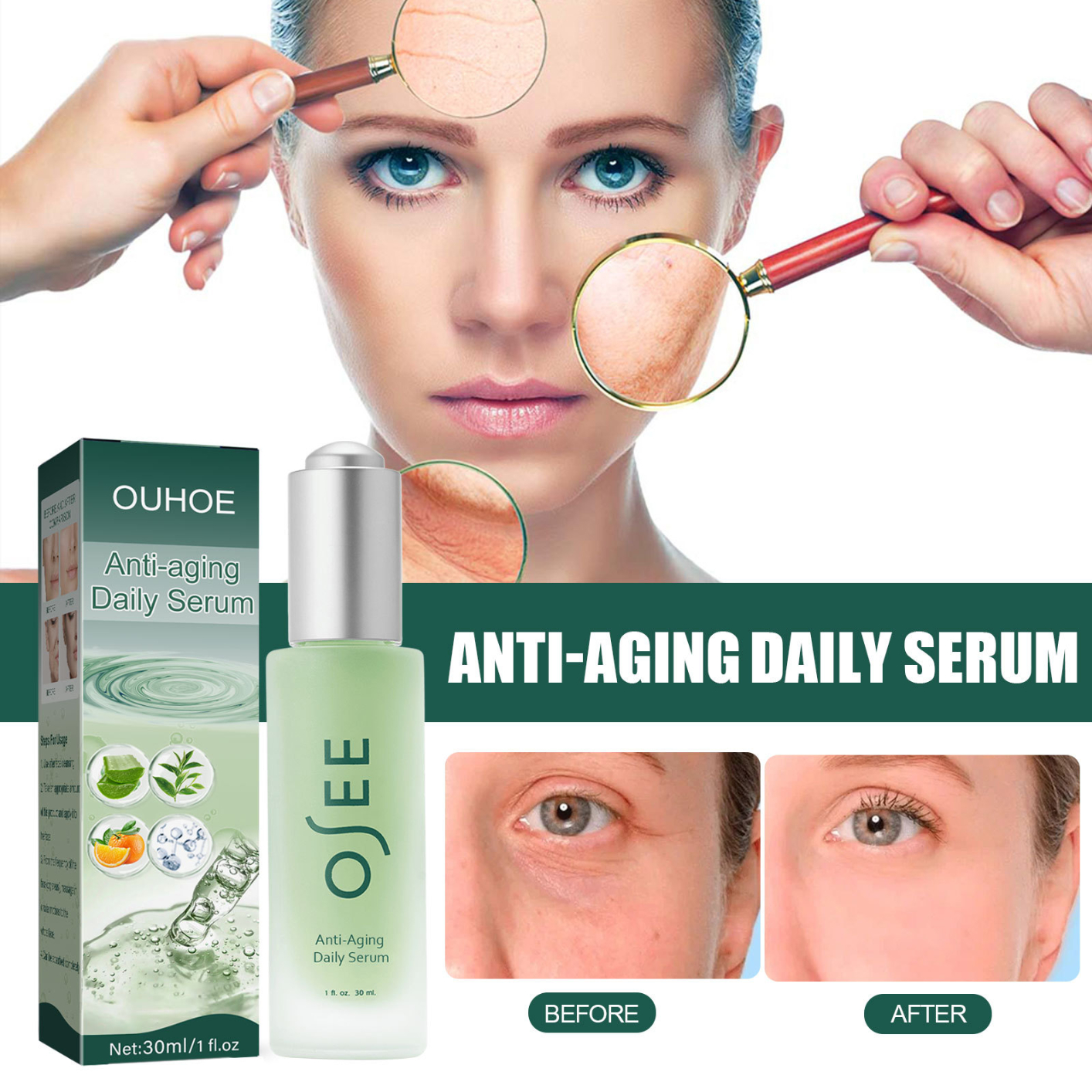 Anti-Aging Serum Collagen Firming Facial Oil To Remove Wrinkles Fine Lines Dark Spots Moisturizing And Whitening