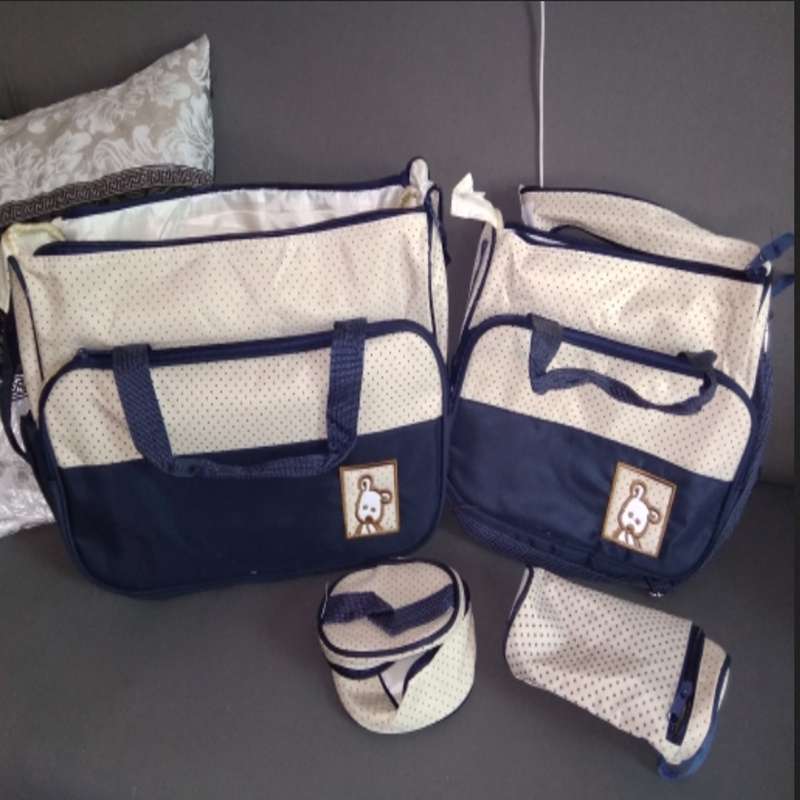 5Pcs/set Diaper Bag Suits For Mom Baby Bottle Holder Mummy Cart Pram Nappy Stroller Maternity Trolley Nappy Bag Sets