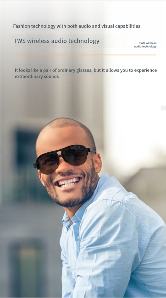  F08 Smart Audio Bluetooth Sunglasses - Wireless Headphones with UV Protection and Multi-functional Sunglasses