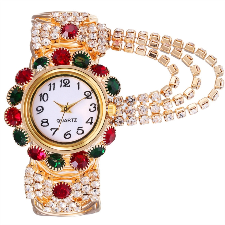Wrist watch female jewelry Fashion trend lady watch Diamond insert number quartz Bracelet watch CRRSHOP women fashion trend presentcolor # 06