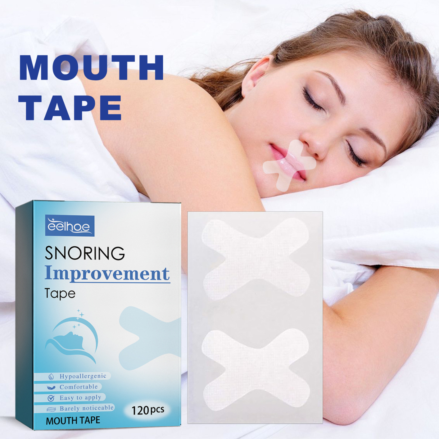 EELHOE Sleep Strips Tape for Sleeping-120PCS Better Nose Breathing Snoring Relief-Transparent Tape Strips-Pain Free Removal & Hypoallergic Tape 120PCS