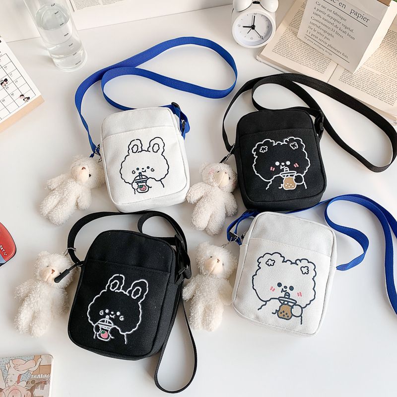 6909 Outdoor Portable Mobile Phone Bag Lightweight Trendy Girls Crossbody Bag Durable Canvas Shoulder Bag