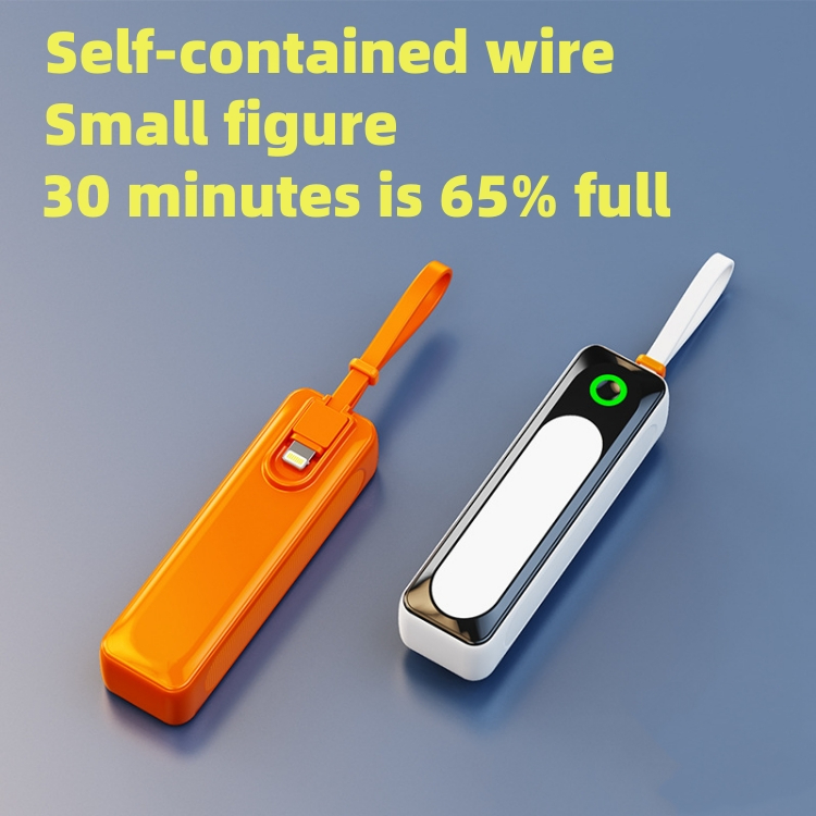 Capsule power bank charge two phones at once dual-use Strong light Small and portable Mobile power supply orange blue green white Type-c apple interface CRRSHOP 5000 mAh digital phone charger 