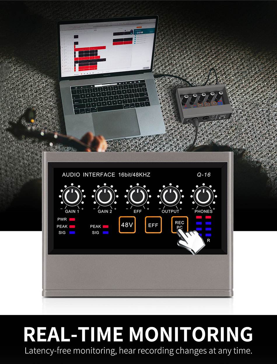 Mondel Trading XTUGA Professional sound card high quality recording studio audio interface small computer live broadcast sound card mixer Q16