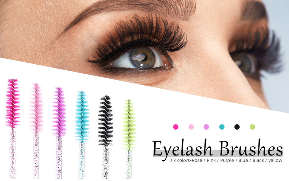 300 Disposable Mascara Wands Eyelash Brush Spoolies for Eye Lash Extension, Eyebrow and Makeup Crystal
