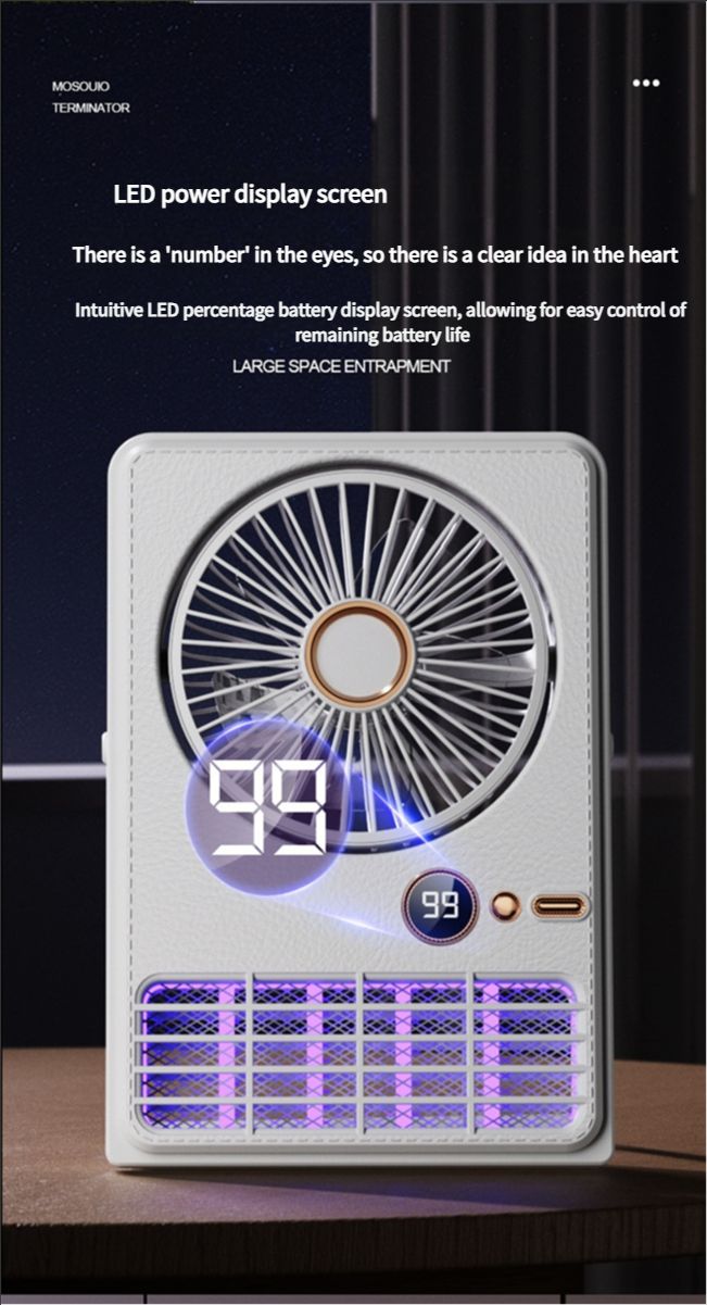 Indoor bedroom air conditioner fan mosquito killer lamp portable outdoor camping fan can be placed or hung two-in-one desktop fan mosquito killer lamp