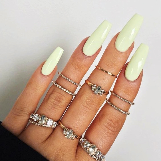 JP862 24 Pcs Glossy Press on Nails, Super Long Coffin Fake Nails, Full Cover Artificial False Nails for Women and Girls