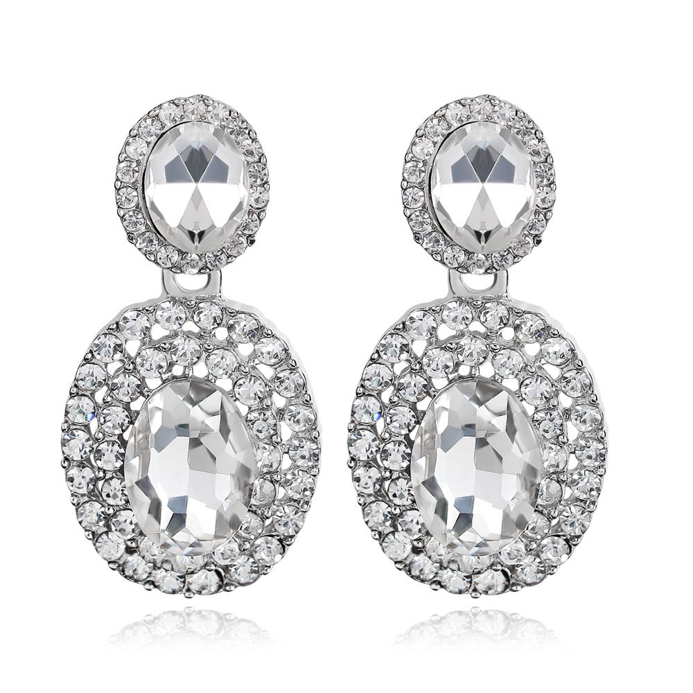 BA005 Teardrop Dangle Earrings for Brides,Cubic Zirconia Drop Earrings for Women