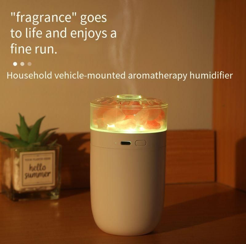 Rechargeable Himalayan Salt Humidifier with 7-Color LED Light, 2 Mist Modes, 300ml Capacity, Portable USB Cool Mist Humidifier for Home, Office, Bedroom

